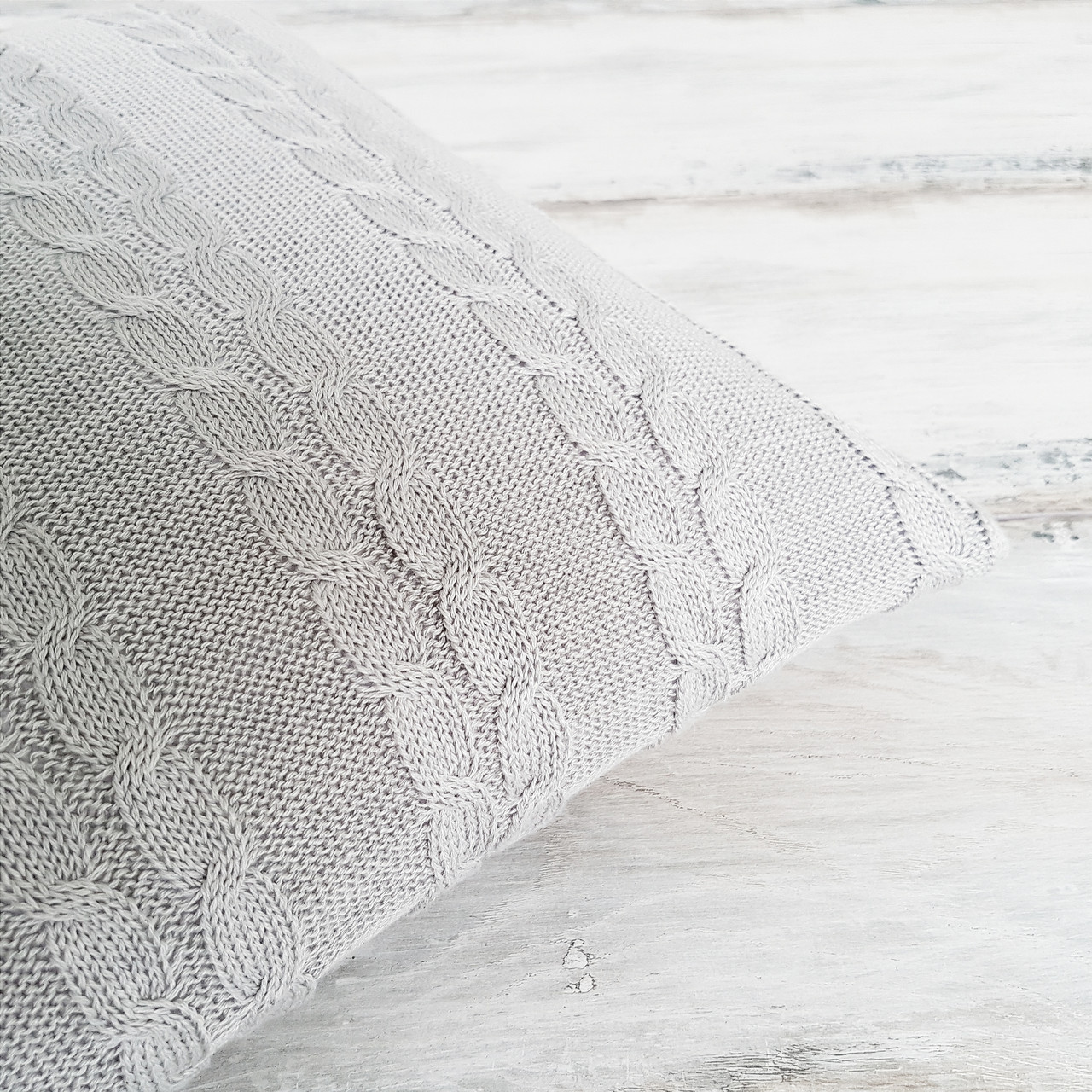 Чохол для подушки Ohaina в'язаний коси 40x40 Steel grey