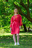 Лляне плаття-вишиванка, червоне, арт. 4593-коротке, фото 9
