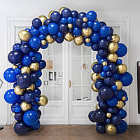 Арка из воздушных шаров для мальчика "Классическая синяя" с золотом ь 2Х2 м.