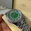 Стильний наручний годинник Rolex 36 mm Day — Date Silver Green Diamond, фото 4