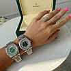 Круті наручний годинник Rolex 36 mm Day — Date Silver Green Diamond, фото 3