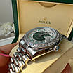 Круті наручний годинник Rolex 36 mm Day — Date Silver Green Diamond, фото 5