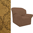 Чохли для крісел виробництва турція жакардові без спідниці, покривало для крісла стильні єврочохли Молочний, фото 3