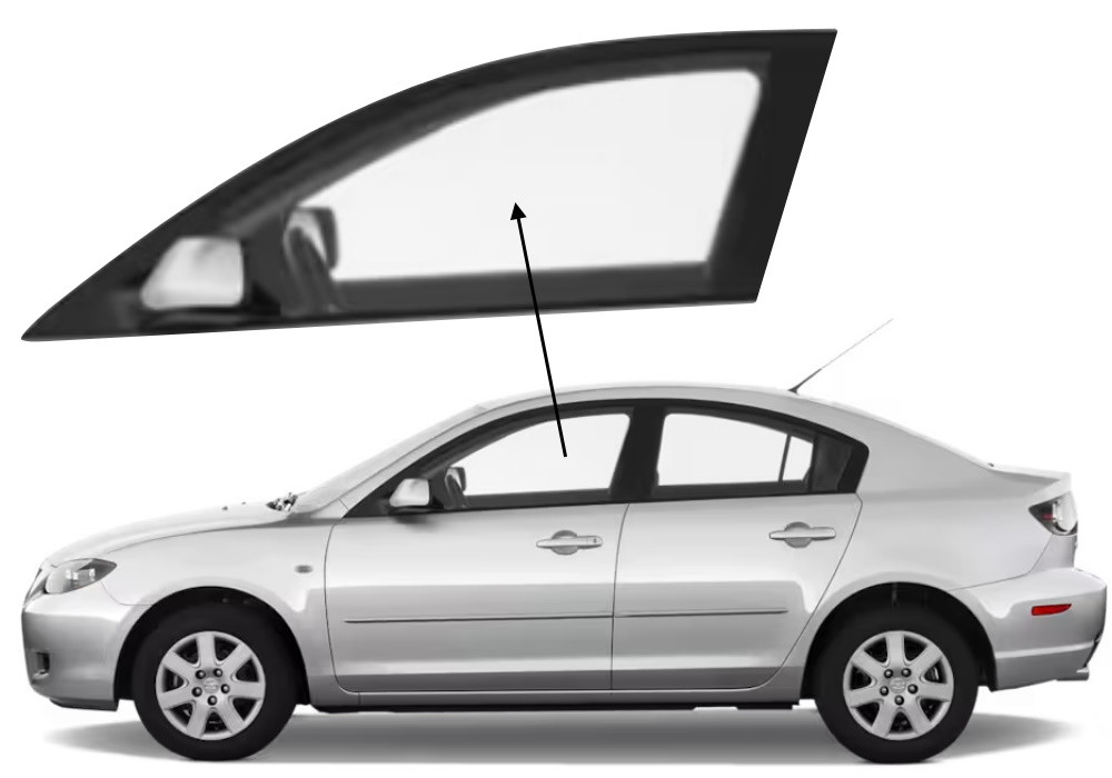 Бічне скло Mazda 3 2003-2009 передніх дверей ліве, фото 1