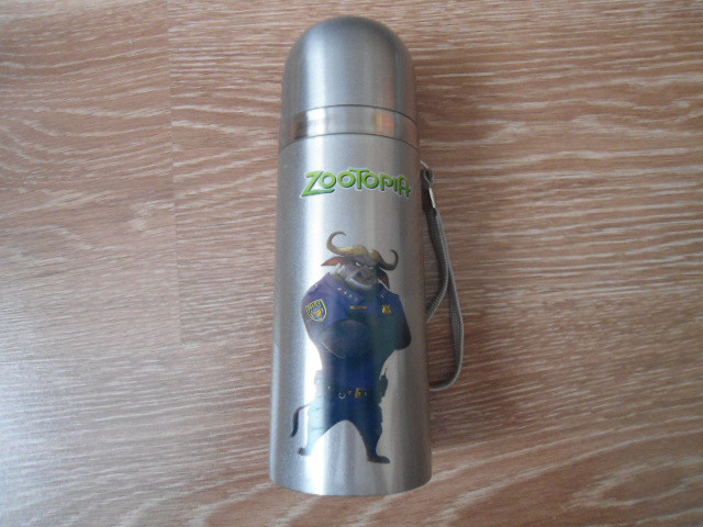 Детский термос для напитков и чая с клапаном ZooTopiA 500 мл с нержавеющей стали бутылочка для воды - фото 2 - id-p540997659
