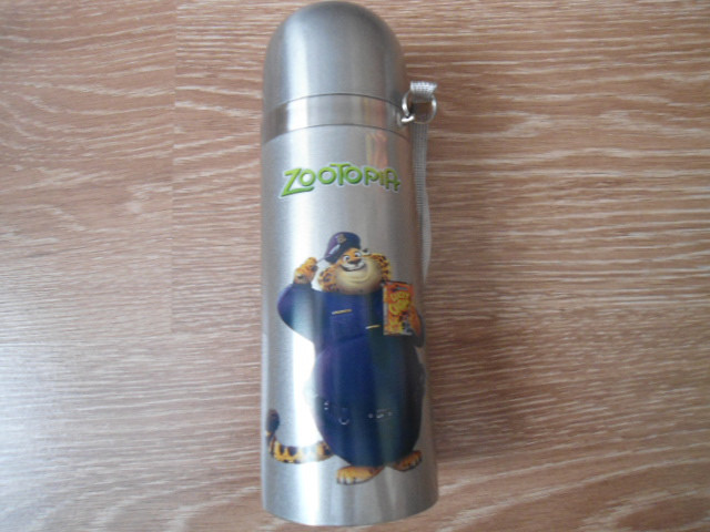 Детский термос для напитков и чая с клапаном ZooTopiA 500 мл с нержавеющей стали бутылочка для воды - фото 4 - id-p540997659