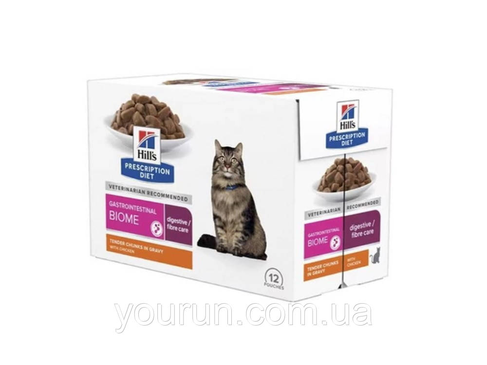 Hill's Wet PD Gastrointestinal Biome - Вологий корм-дієта кішок для нормалізації стільця, з куркою блок 12 шт, фото 1