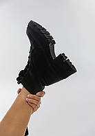 Зимние кожаные ботинки на овчине в черном цвете от украинского производителя
