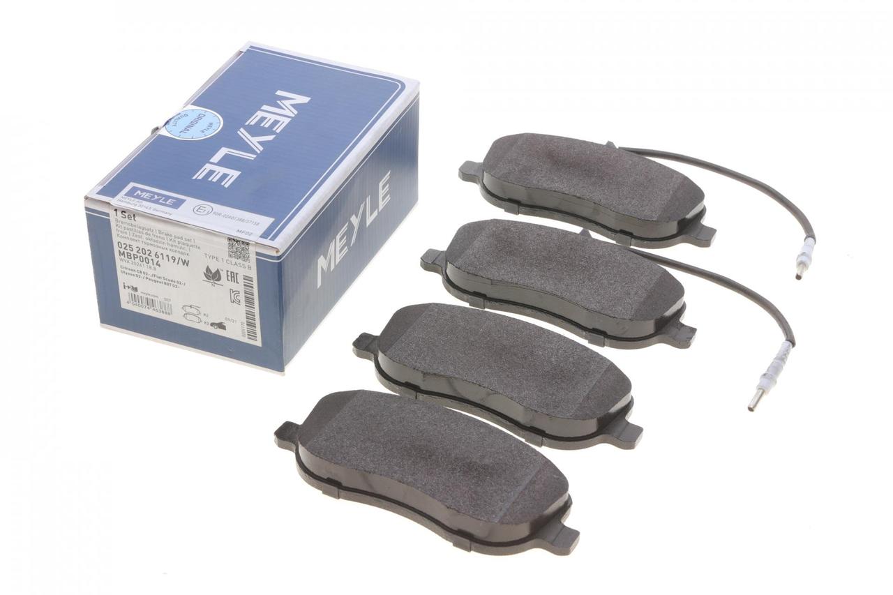 Meyle 025 202 6119/W Колодки гальмівні передні Citroen Jumpy I, C8; Peugeot Expert, 807; Fiat Scudo, Ulysse, Croma, фото 1