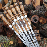 Шампур з дерев яною ручкою, з різними написами, нержавіюча сталь