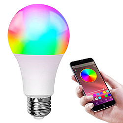 Розумна світлодіодна лампочка Wifi, TUYA, 9 Вт, Bluetooth, RGB / Блютуз лампочка з керуванням через телефон