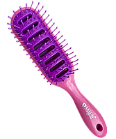Расческа-щетка продувная Salon Professional 8837 розово-фиолетовая с резиновыми зубцами