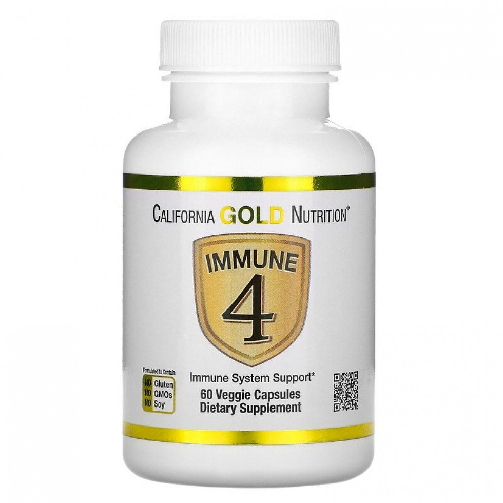 California Gold Nutrition Immune 4 60 капсул (Цинк + Вітамін C + D3 + селен), фото 1