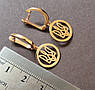Сережки срібні з позолотою Тризуб - герб України без камінців, фото 8