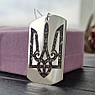 Жетон підвісок срібний з гравіюванням Герб України - Тризуб із орнаментом, фото 2