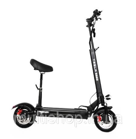 ЕЛЕКТРОСАМОКАТ SCOOTER TESLA 5000" (Чорний) 1000W, 48V "18000 Ah ГАРАНТІЯ