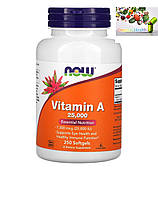 Витамин А, NOW Foods, витамин A 25 000 МЕ, 250 капсул