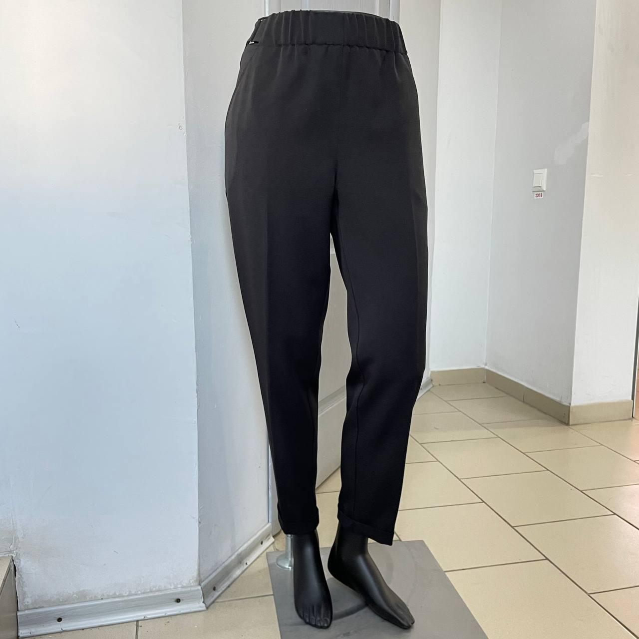 Брюки жіночі штани класичні на резинці 56 чорні, фото 1