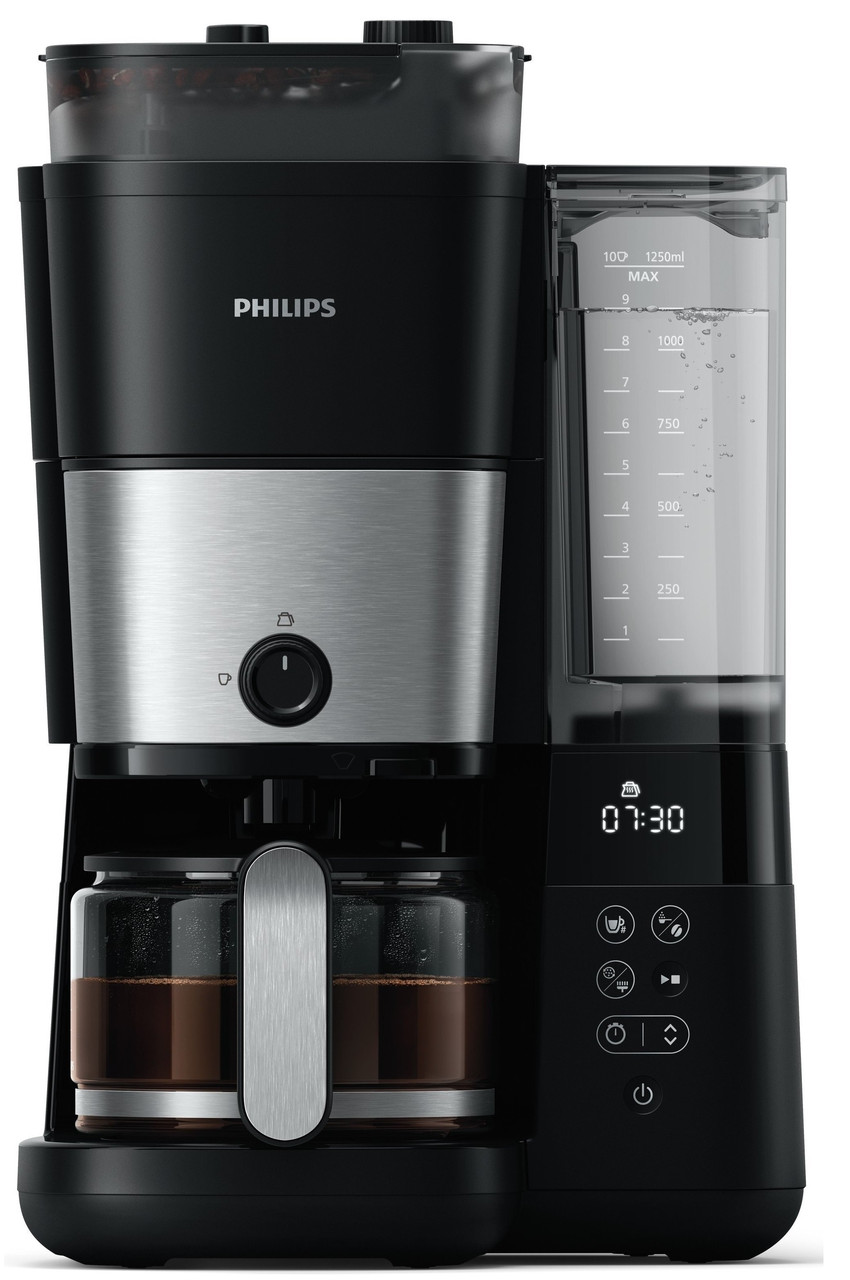 Philips Кавоварка крапельна All-in-1 Brew, 1.25л, зерно+мелена, дисплей, підігрів кавника, кавомолка, чорний  Baumar - Знак Якості