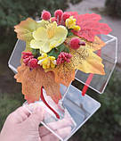 Осінній обруч з листям осенний ободок осенний веночек осінній вінок для фотосесії фотосессии Осінній обідок, фото 6