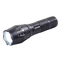 Ручний світлодіодний ліхтарик алюмінієвий зі змінною батареєю 600 Lm IP65 чорний Sirius T6-600LM