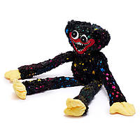 М'яка іграшка обіймашка Хагі Ваги чорний  з блискітками та зірочками 40 см з липучками на лапках Huggу-Wuggу