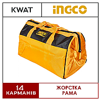 Сумка для інструментів із жорсткою рамою 410 мм 14 карманів INGCO Super Select для майстрів та рибалок