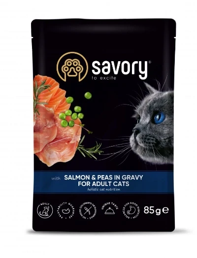 Вологий корм для котів Savory з лососем і горохом у соусі 85 г