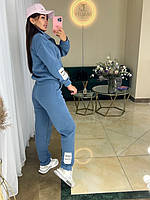 Молодіжний спортивний  жіночий костюм з начосом, кофта зі змійкою на горловині та штани з кишенями з 42 по 48 розмір, фото 3