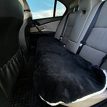 Універсальна Накидка чохол на сидіння автомобіля з овчини Sheepskin (Еко-шерсть) Задній диван Чорний, фото 3