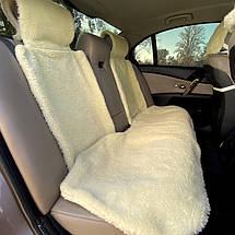 Універсальна Накидка чохол на сидіння автомобіля з овчини Sheepskin (Еко-шерсть) Задній комплект Лимонний 50, фото 3