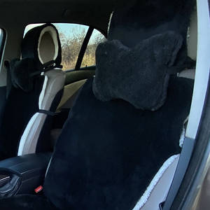 Автомобільні подушки на підголівник з Еко-хутра Подушки в салон автомобіля Чорні 2 шт
