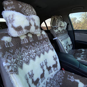 Автомобільні подушки на підголівник з Еко-хутра Подушки в салон автомобіля Олені 2 шт