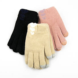 Оптом рукавиці підліткові вовняні зимові з хутряною підкладкою і сенсорними пальцями (арт. 23-3-20)