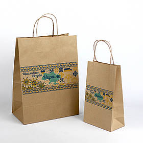 Пакети Різдвяні Української Тематики 220*120*290 Крафт подарункові пакети під різдвяні гостинці