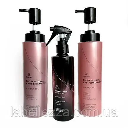 Набір Bogenia для волосся з олією марули: шампунь, кондиціонер, термозахист, фото 2