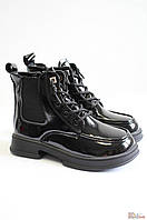 Ботинки черные лакированные для старшей девочки (34 размер) Jong-Golf
