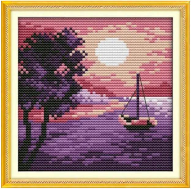 Набір для вишивання за нанесеною на канву схемою "Four seasons in the countryside 2" AIDA 14CT printed 16*16 см