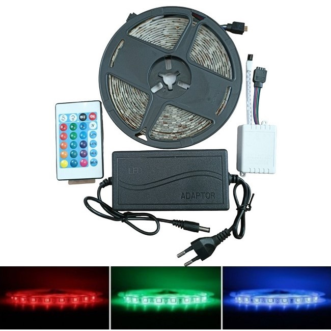 Світлодіодна стрічка SMD 5050 Strip Light RGB Original (54 LED/m) 5 м на силіконі різнокольорова (повний комплект)