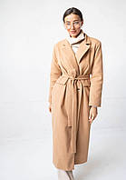 Женское демисезонное длинное пальто с поясом НОРМА и БАТАЛ