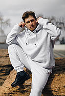Крутий і теплий чоловічий спортивний костюм oversize світло-сірий - S-M, L-XL, 2XL-3XL