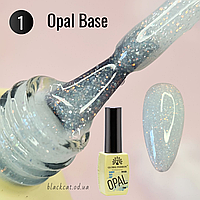 База с блестками шиммером опал голубая для ногтей Opal base Global Fashion 8 ml №1