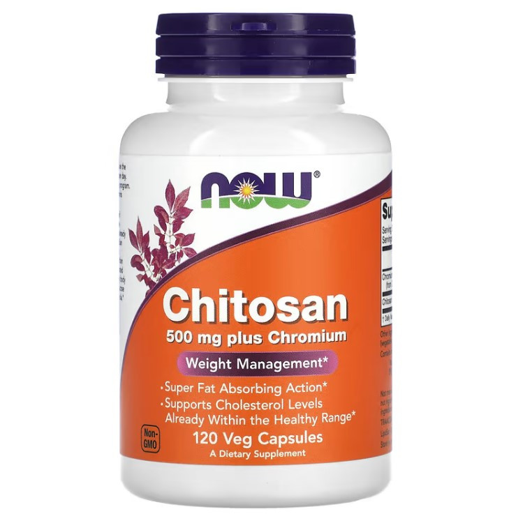 Хітозан з хромом (Chitosan) 500 мг NOW Foods 120 вегетаріанських капсул