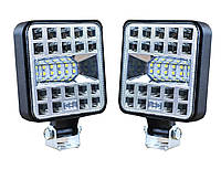 Комплект квадратных LED фар 12-24V 87W 6000K (8.5х8,5х1,5см) лэд фары квадратные на авто, трактор, мото.