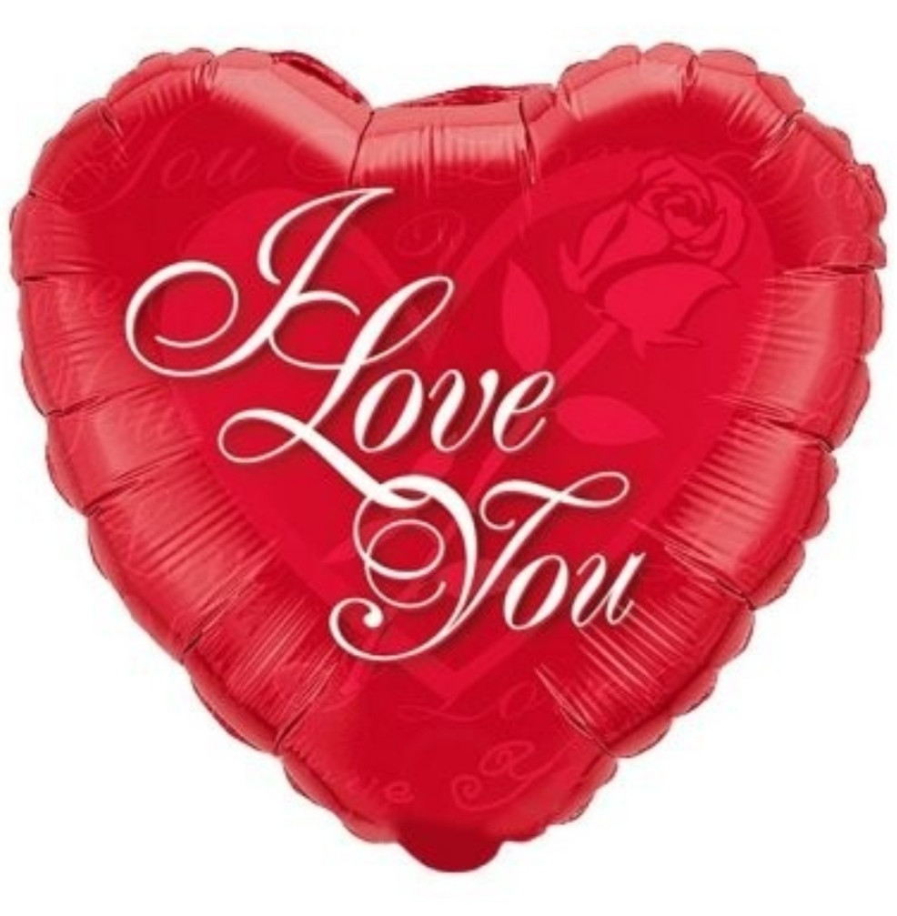 Фольгована кулька серце І LOVE YOU Троянда 40x40см (18") Червоний | День святого Валентина