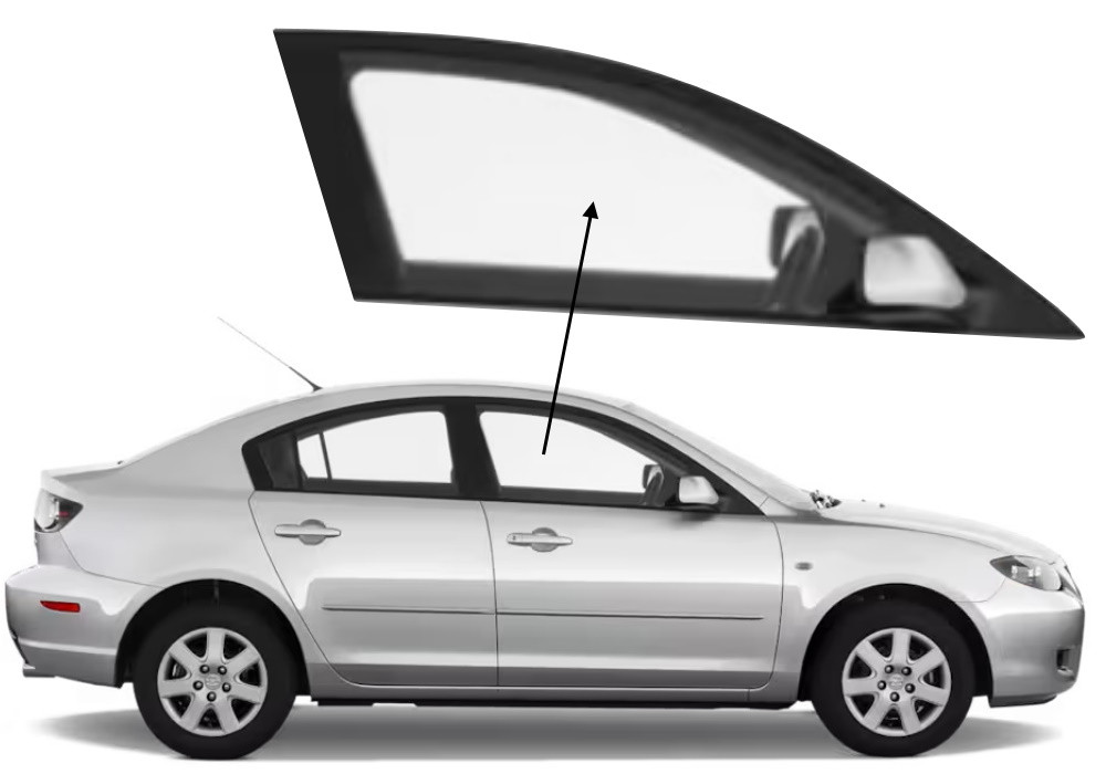 Бічне скло Mazda 3 2003-2009 передніх дверей праве, фото 1