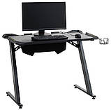 Стіл ігровий, геймерський - комп'ютерний з різнокольоровою LED-підсвіткою та тримачами для чашки й навушників buuba, фото 2