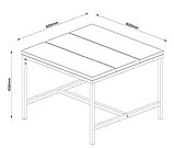 Стіл кавовий квадратний лофт стиль 60см дуб/чорний buuba, фото 6