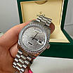 Ефектний наручний годинник Rolex 36 mm Day — Date Silver Diamond, фото 2