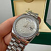 Ефектний наручний годинник Rolex 36 mm Day — Date Silver Diamond, фото 9